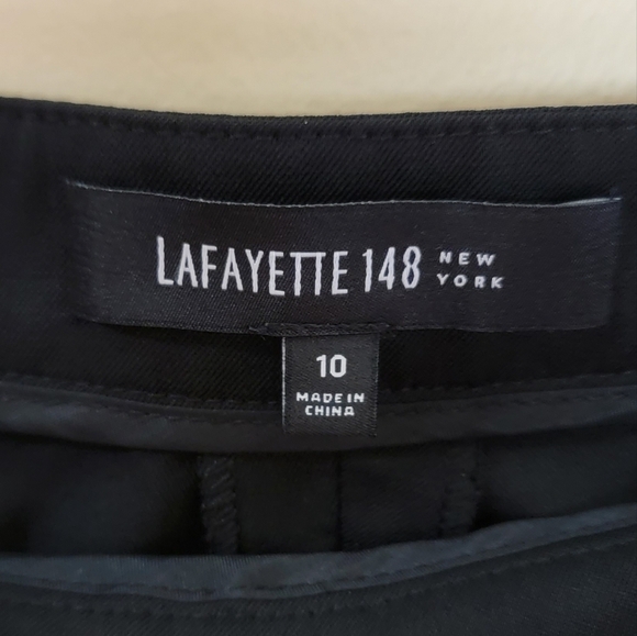 Lafayette 148 | Black Bleecker Slim Straight Leg Side Zip Pants - Picture 5 of 6